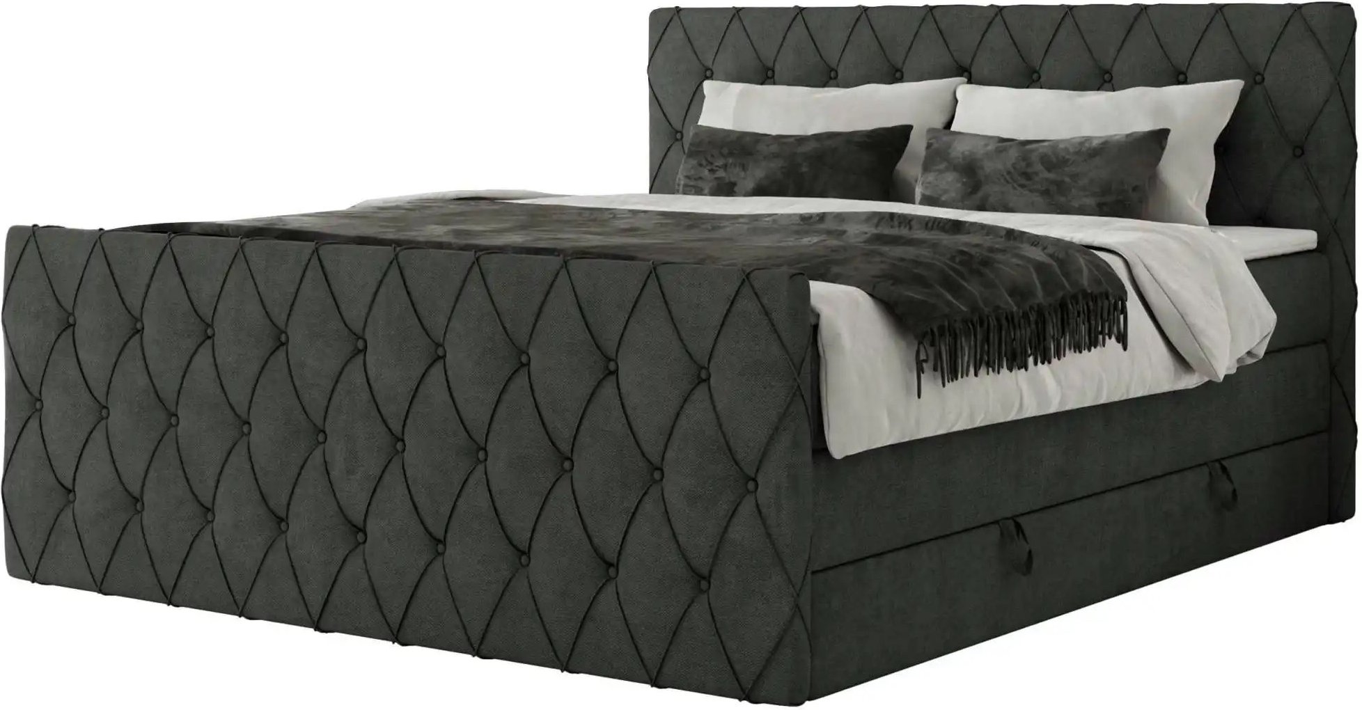 Boxspringbett mit Bettkasten Miren King Duo ¦ grau ¦ Maße (cm): B: 141 H: 110 Betten > Boxspringbetten - Höffner