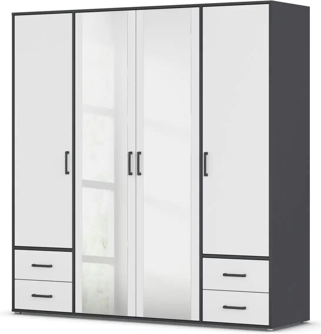 Drehtürenschrank Yarm ¦ grau ¦ Maße (cm): B: 187 H: 194 Schränke > Kleiderschränke > Drehtürenschränke - Höffner