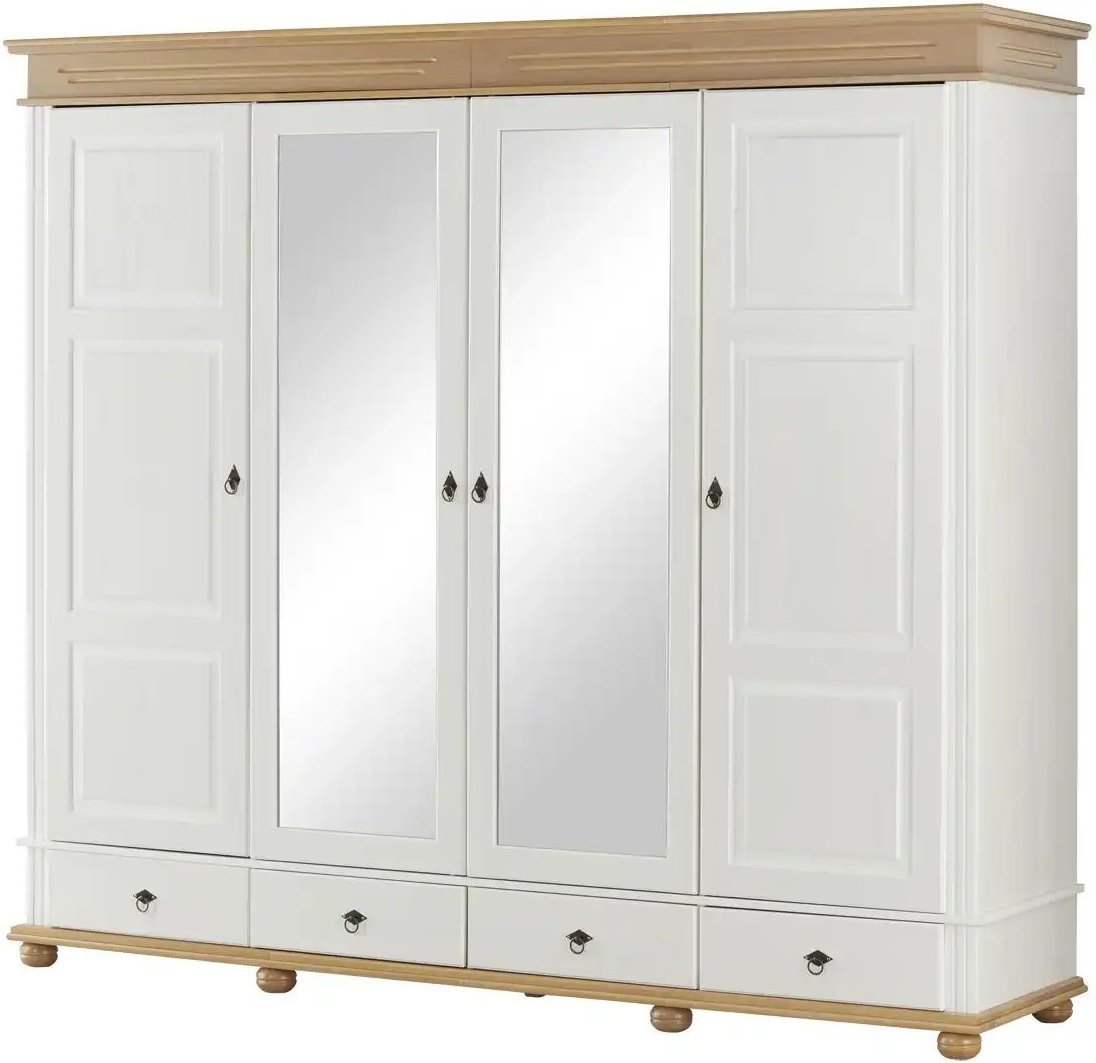 Thumbnail - Drehtürenschrank Massivholz Fehmarn ¦ weiß ¦ Maße (cm): B: 252 H: 220 T: 62.0 Schränke > Kleiderschränke > Drehtürenschr...