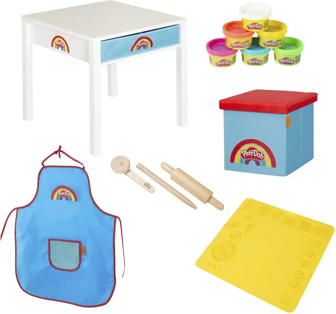 Roba Kreativer Basteltisch PlayDoh ¦ mehrfarbig ¦ Silikon,Massivholz,Holzwerkstoff ¦ Maße (cm): B: 55 H: 54 T: 55.0 Bab...