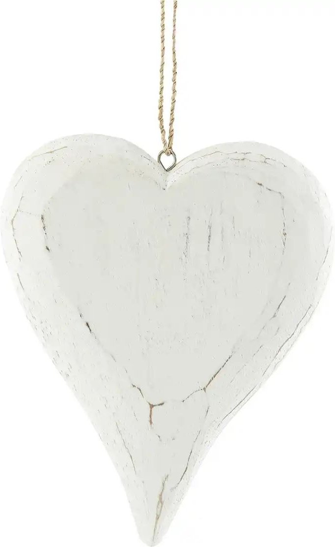 Anhänger Herz   ¦ weiß ¦ Massivholz,Naturfaser ¦ Maße (cm): B: 16 H: 19 T: 2.0 Accessoires > Dekoartikel - Höffner
