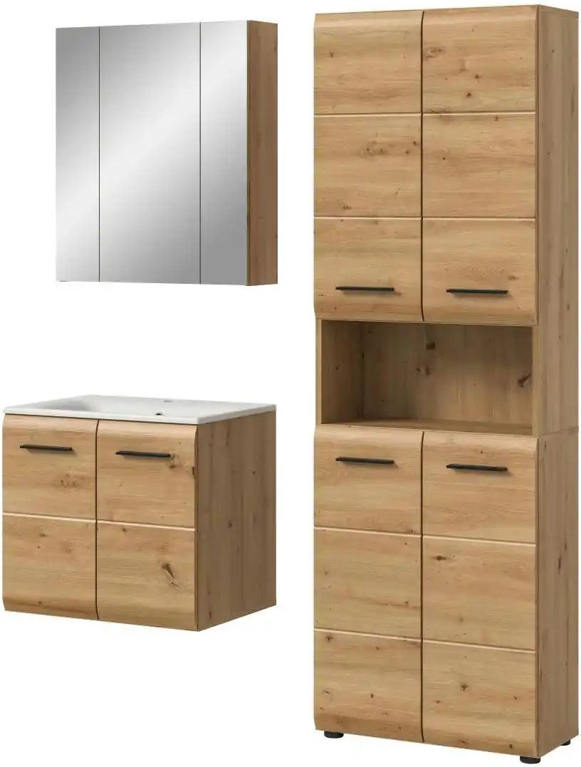 Badkombination ¦ holzfarben ¦ Maße (cm): B: 135 H: 185 Schränke > Badschränke > Komplett-Badkombinationen - Höffner
