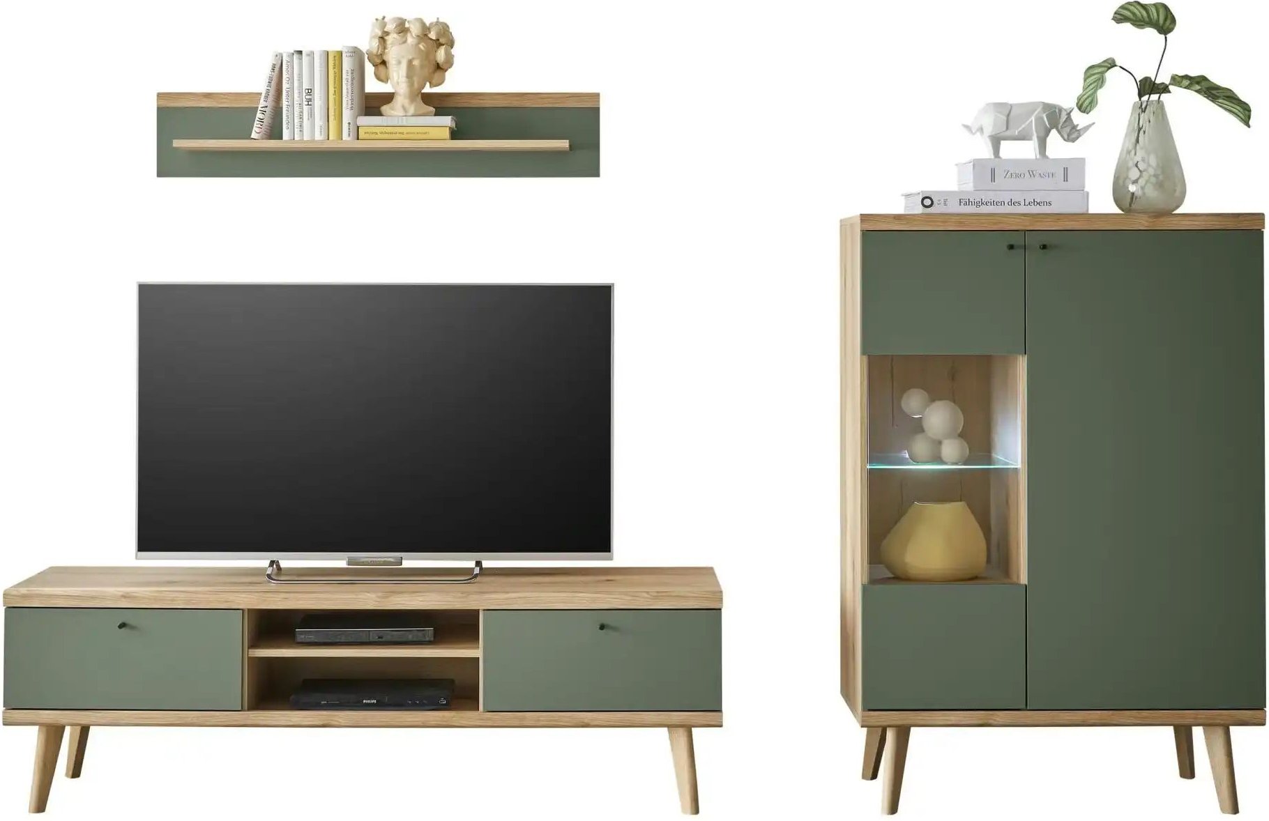 Wohnwand Aliano ¦ holzfarben ¦ Maße (cm): B: 260 H: 160 T: 40.0 Kommoden & Sideboards > Wohnwände - Höffner