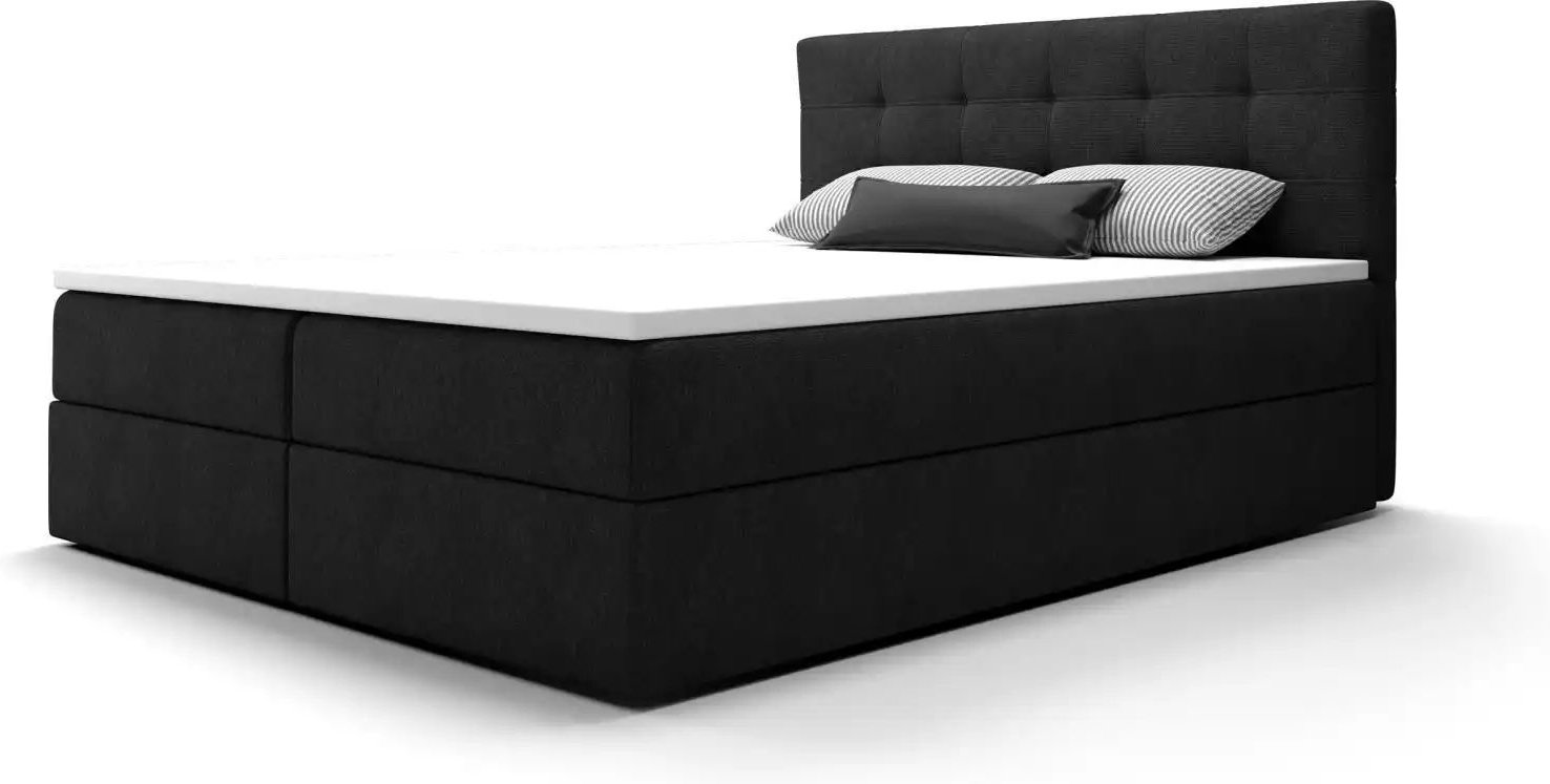 Boxbett mit Stauraum Matratze H3 und Topper Fado 2 ¦ schwarz ¦ Maße (cm): B: 140 H: 102 Betten > Komfortbetten - Höffne...