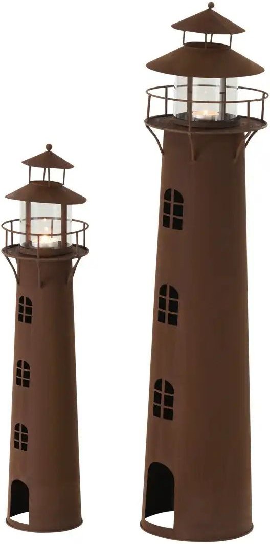 Laterne Leuchtturm 2er Set ¦ braun ¦ Metall,Glas ¦ Maße (cm): H: 80 Ø: 20 Accessoires > Kerzen & Kerzenständer - Höf...