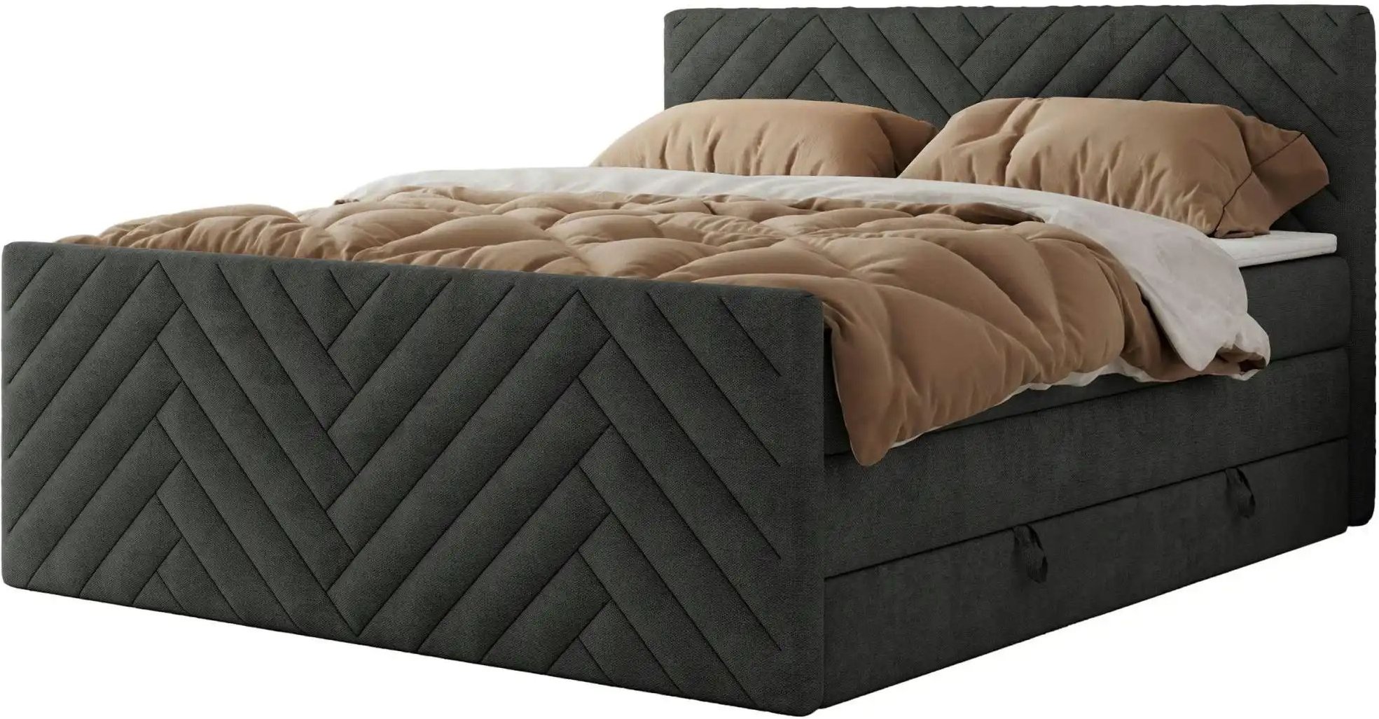 Boxspringbett mit Bettkasten Paris King Duo ¦ grau ¦ Maße (cm): B: 141 H: 110 Betten > Boxspringbetten - Höffner