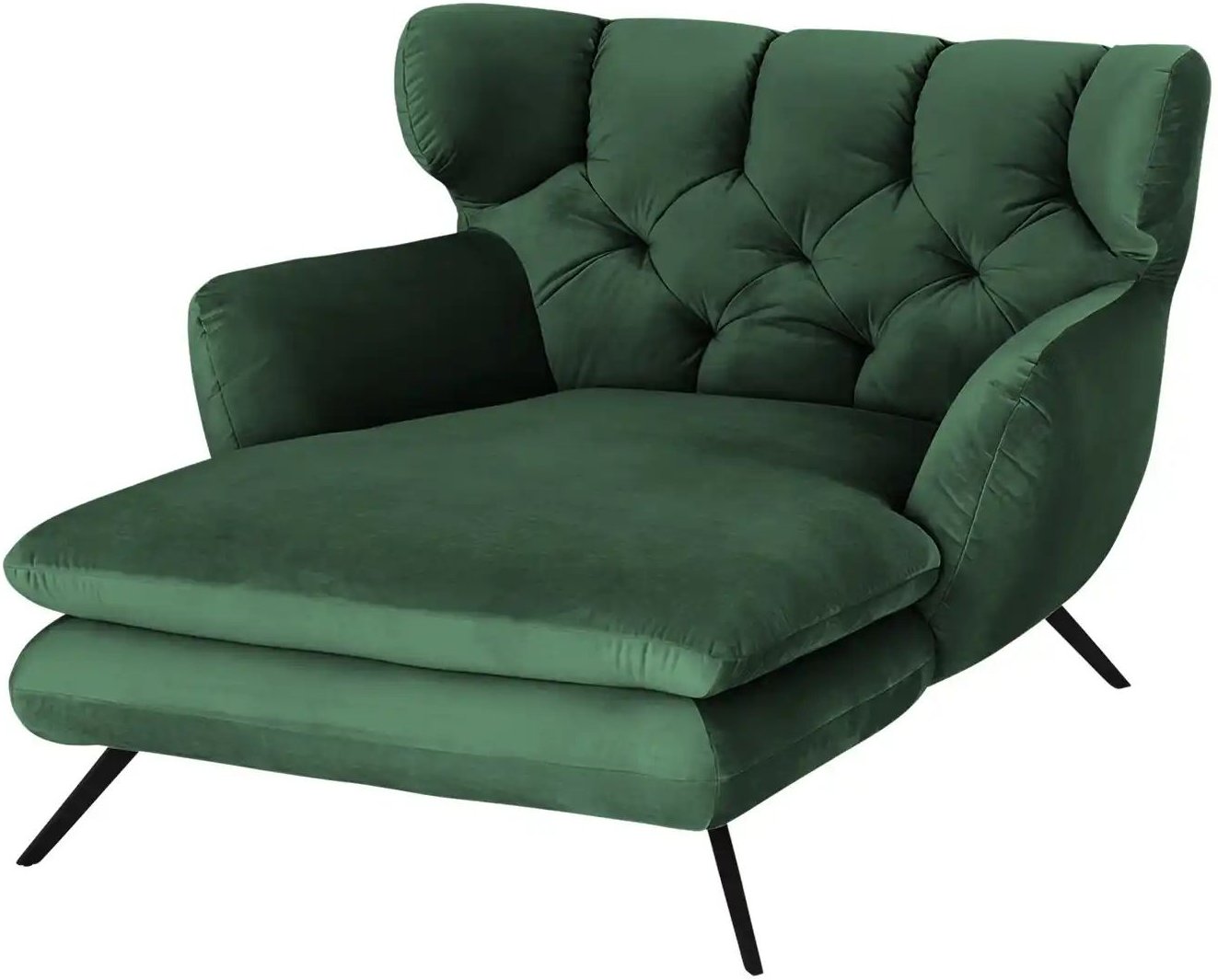 Jette Home Longseat-Sessel Samt Caldara ¦ grün ¦ Maße (cm): B: 126 H: 94 T: 160.0 Polstermöbel > Sessel > Ohrensessel - ...