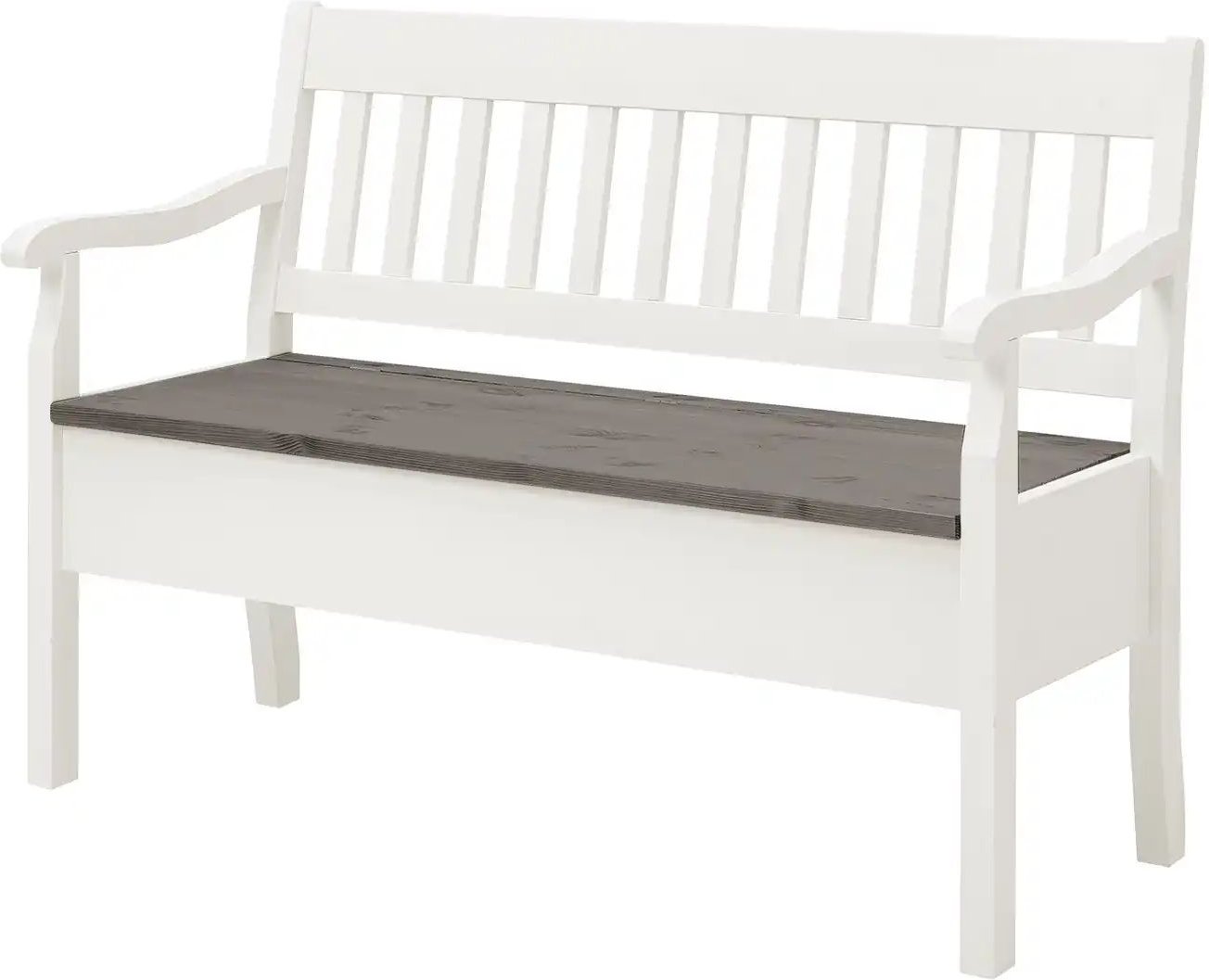 Thumbnail - maison bleue Sitzbank mit Stauraum massiv Bendix ¦ weiß ¦ Maße (cm): B: 130,9 H: 93 T: 58.0 Bänke > Einzelbänke - Höffne...