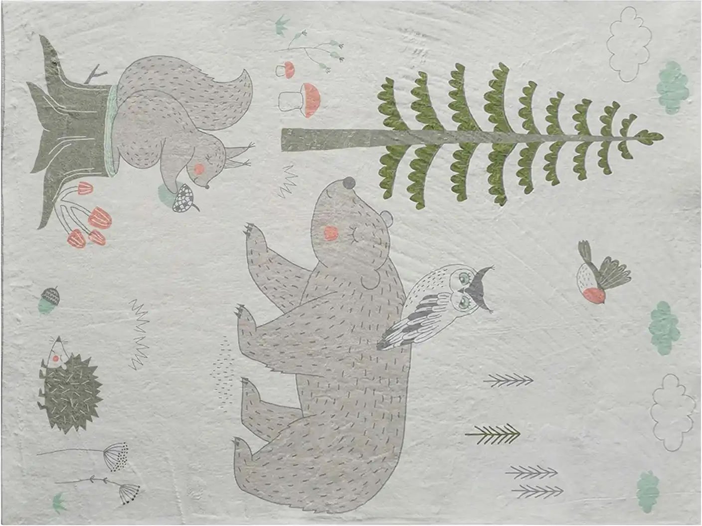 KJUT Kurzflorteppich Bär+Eule ¦ creme ¦ Synthetische Fasern ¦ Maße (cm): B: 120 Teppiche > Kinderteppiche - Höffner