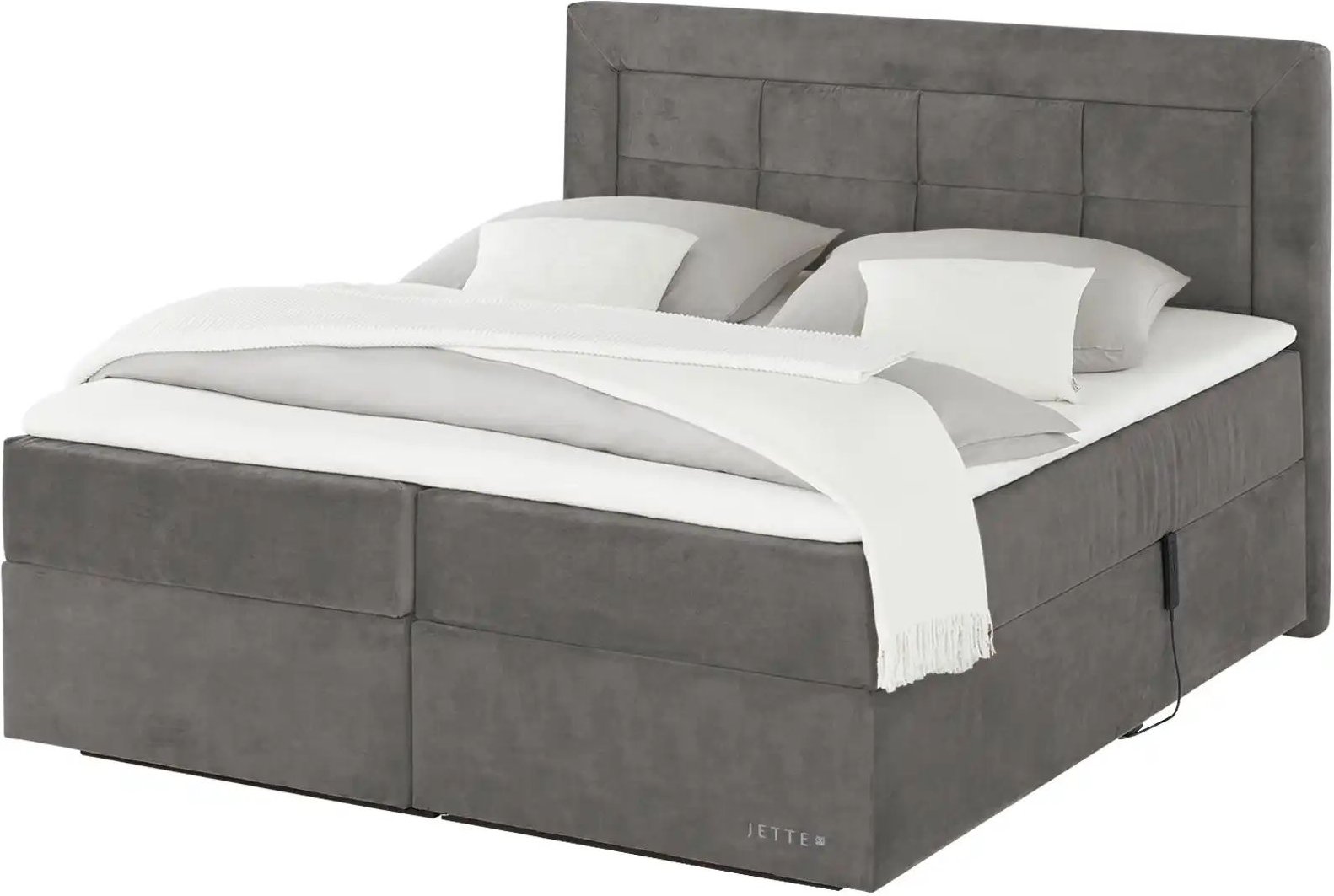 Jette Home Motor-Boxspringbett Jette Patch ¦ grau ¦ Maße (cm): B: 182 H: 127 Betten > Boxspringbetten - Höffner