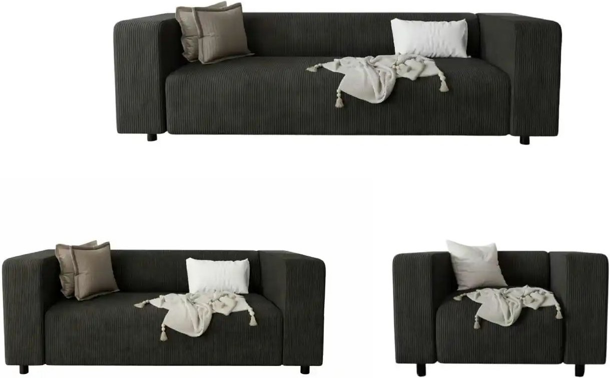 S-STYLE Polstergarnitur 3+2+1 Oskar ¦ schwarz ¦ Maße (cm): B: 175 H: 65 Polstermöbel > Sofas > Sitzgruppen - Höffner