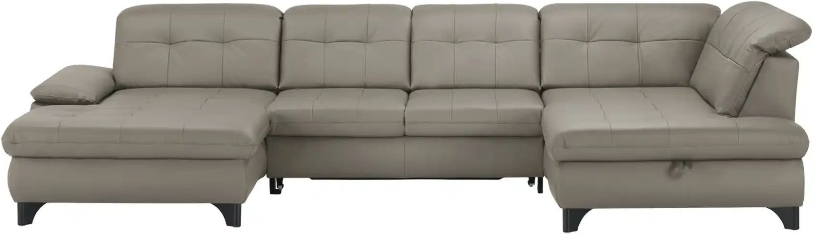 Lounge Collection Wohnlandschaft Leder  Jona ¦ grau ¦ Maße (cm): B: 368 H: 100 T: 194.0 Polstermöbel > Sofas > Schlafsof...
