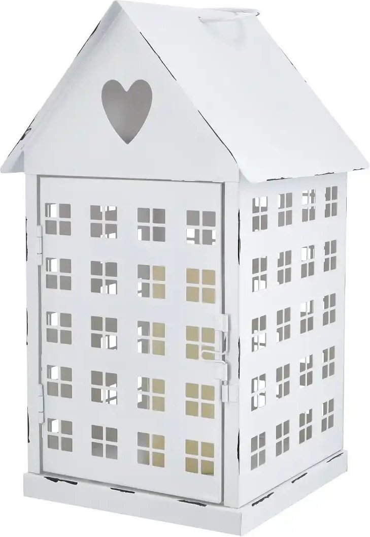 Laterne  Haus ¦ weiß ¦ Metall ¦ Maße (cm): B: 18,5 H: 32 T: 18.0 Accessoires > Kerzen & Kerzenständer - Höffner