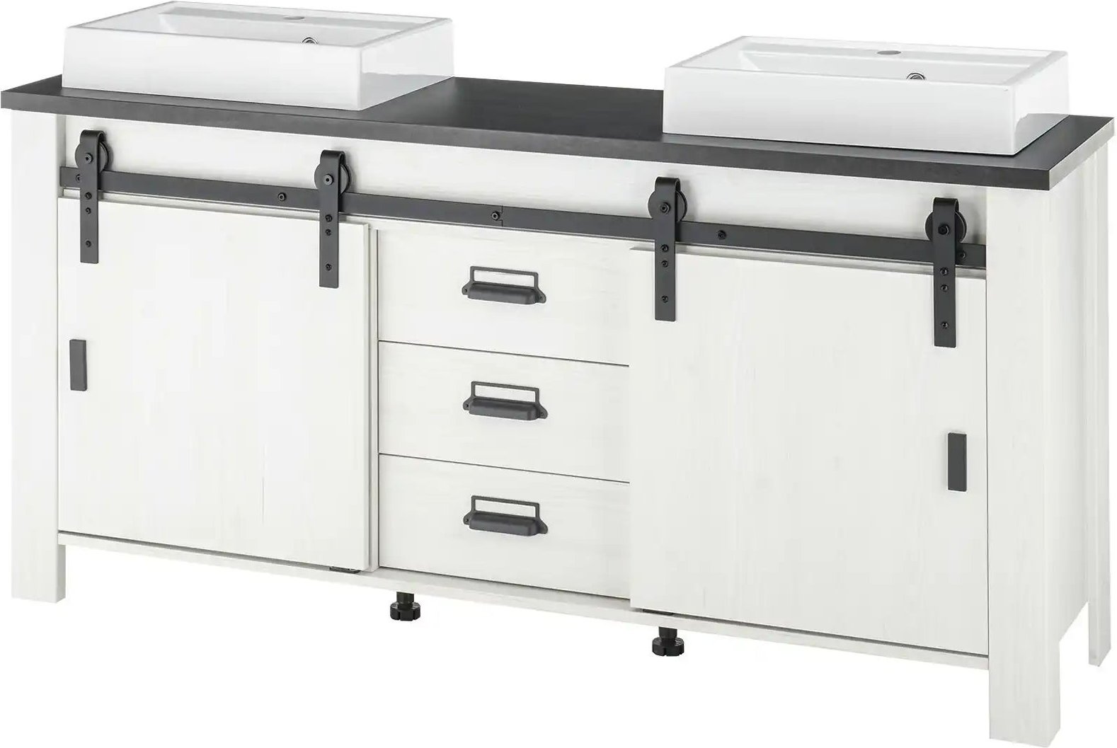 Doppelwaschtisch Sintra ¦ weiß ¦ Maße (cm): B: 164 H: 91 T: 43.0 Schränke > Badschränke > Komplett-Badkombinationen - H...