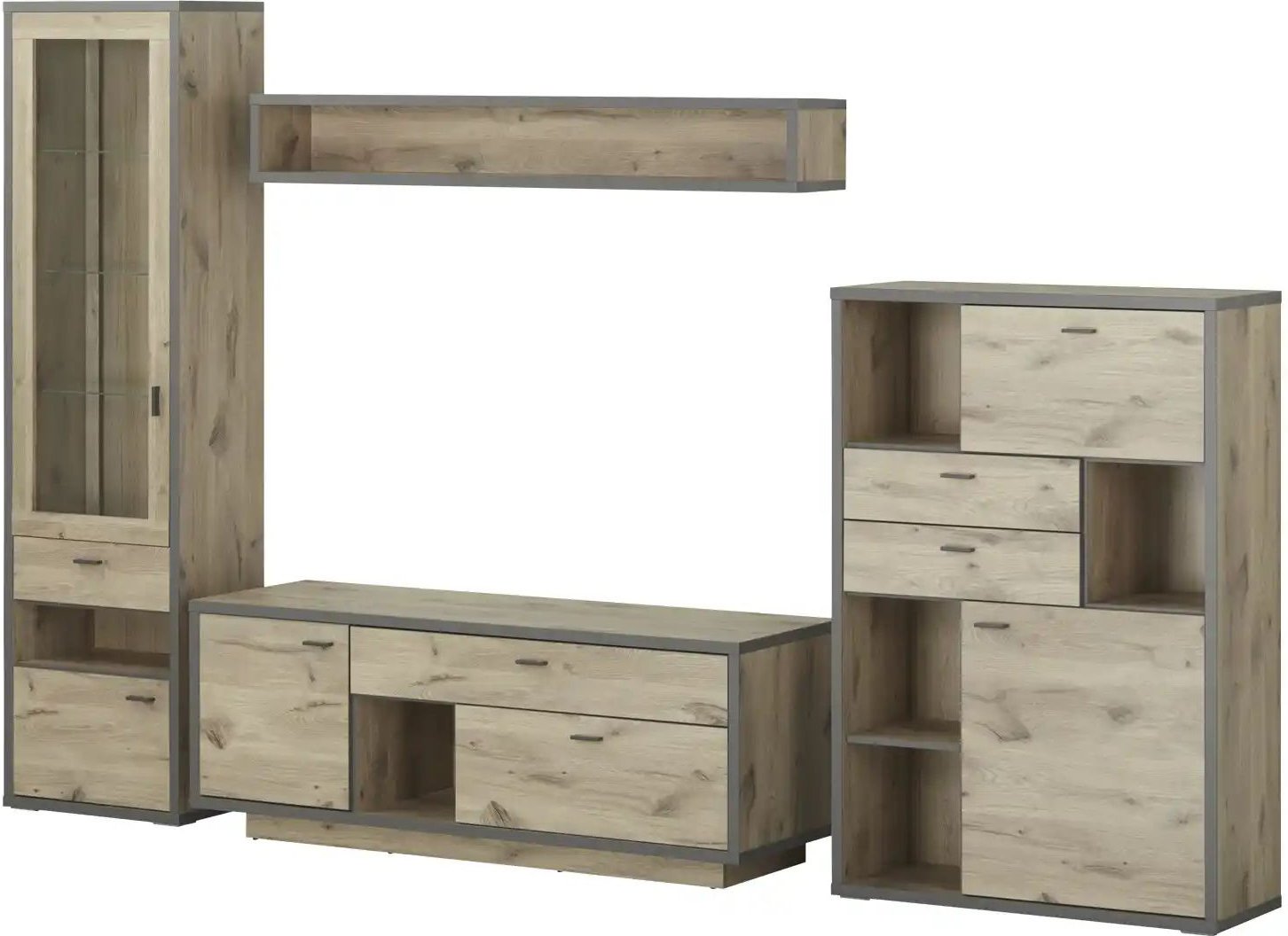 uno Wohnkombination Orlando ¦ holzfarben ¦ Maße (cm): B: 308 H: 208 T: 50.0 Kommoden & Sideboards > Wohnwände - Höffner