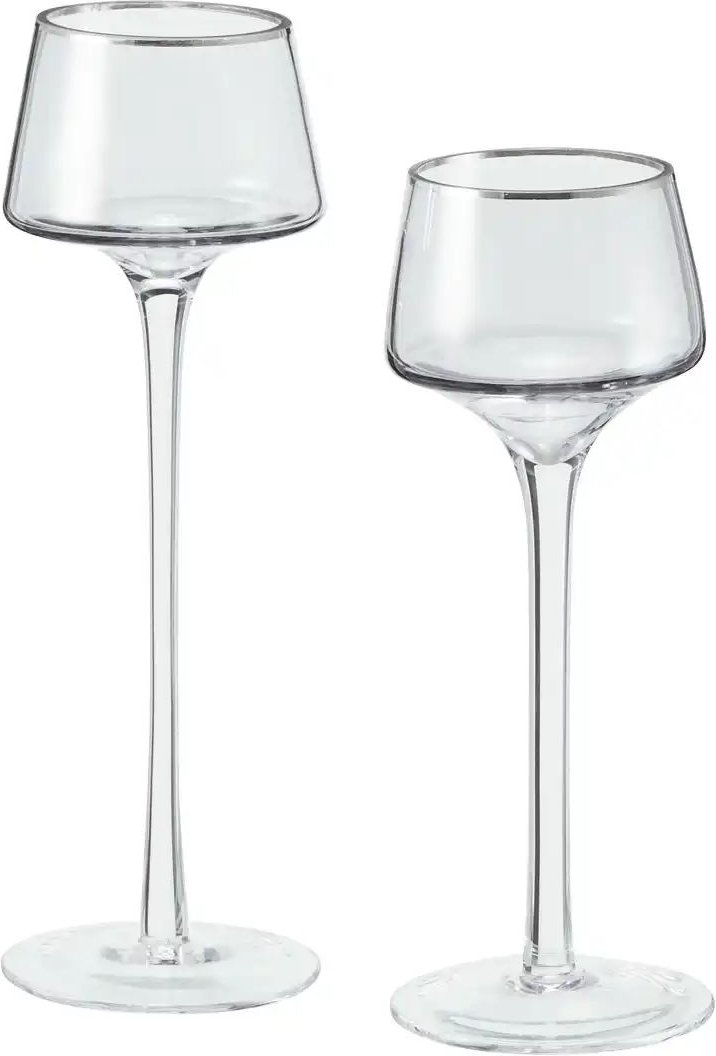 Thumbnail - Teelichthalter 2er-Set ¦ grau ¦ Glas ¦ Maße (cm): H: 23 Ø: 7.5 Accessoires > Kerzen & Kerzenständer > Teelichthalter...