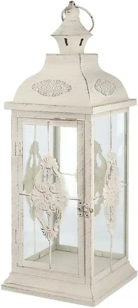 Laterne ¦ weiß ¦ Metall,Glas ¦ Maße (cm): B: 18,2 H: 53,5 T: 18.2 Accessoires > Kerzen & Kerzenständer - Höffner