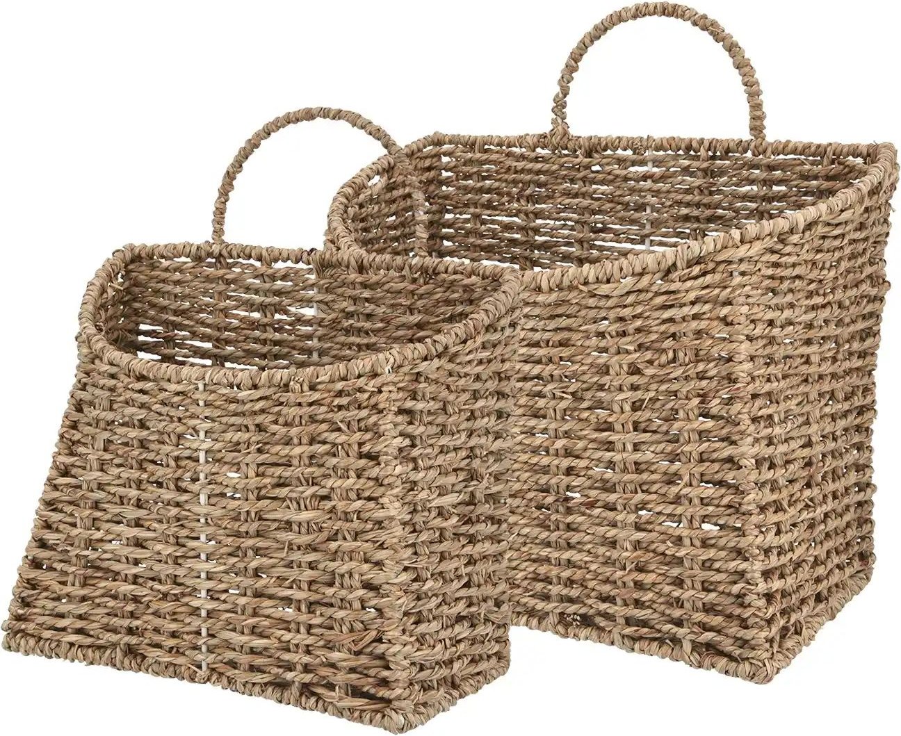 Hänge-Aufbewahrungskorb 2er Set ¦ braun ¦ Metall,Seegras ¦ Maße (cm): B: 31 H: 33 T: 18.0 Aufbewahrung > Körbe - Höff...