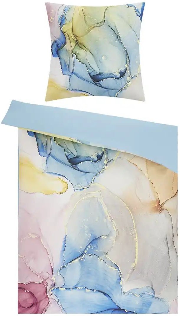 Thumbnail - indigo Mako-Satin Wende-Bettwäsche Oil Whirl ¦ mehrfarbig ¦ Maße (cm): B: 155 Bettwaren > Bettwäsche > Bettwäsche ganzj...
