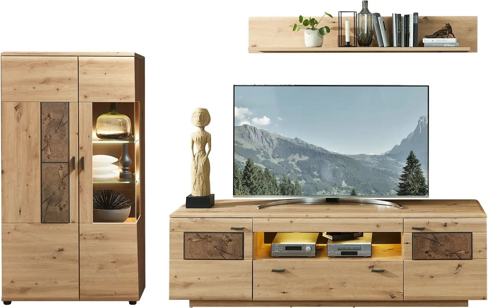 uno Wohnkombination Madera II ¦ holzfarben ¦ Maße (cm): B: 305 H: 171 T: 47.0 Kommoden & Sideboards > Wohnwände - Höffn...