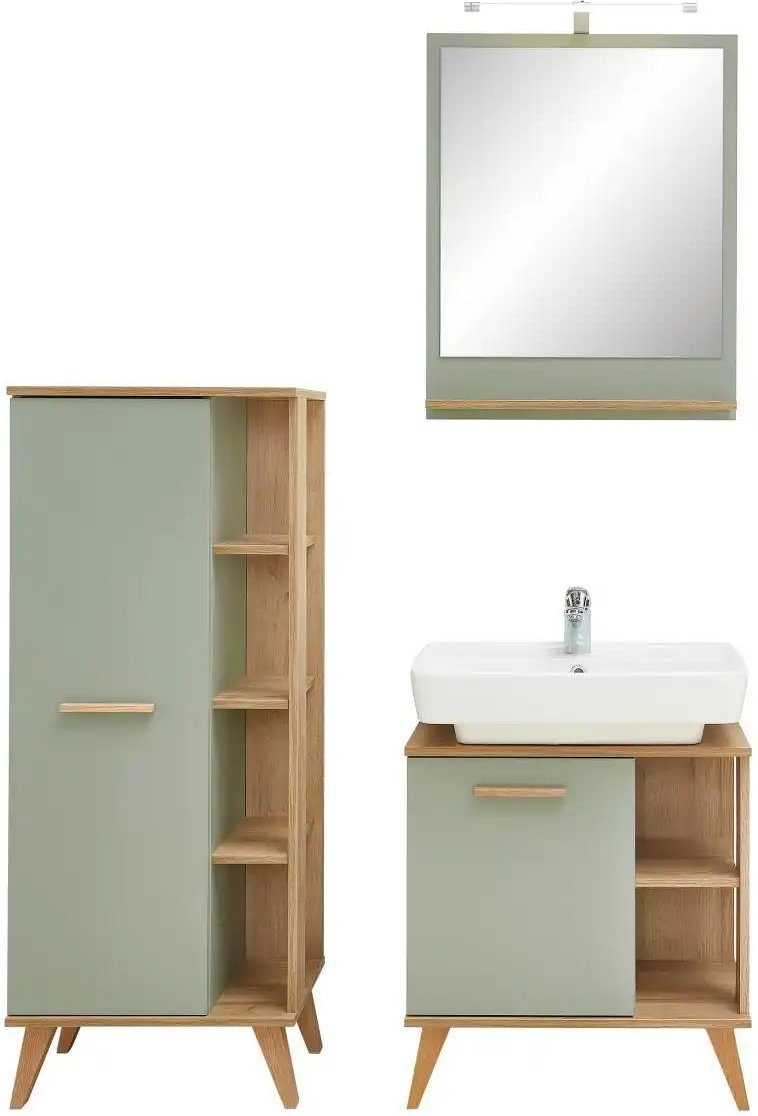 Badkombination Dehmsee ¦ grün ¦ Maße (cm): B: 111 H: 200 Schränke > Badschränke > Komplett-Badkombinationen - Höffner