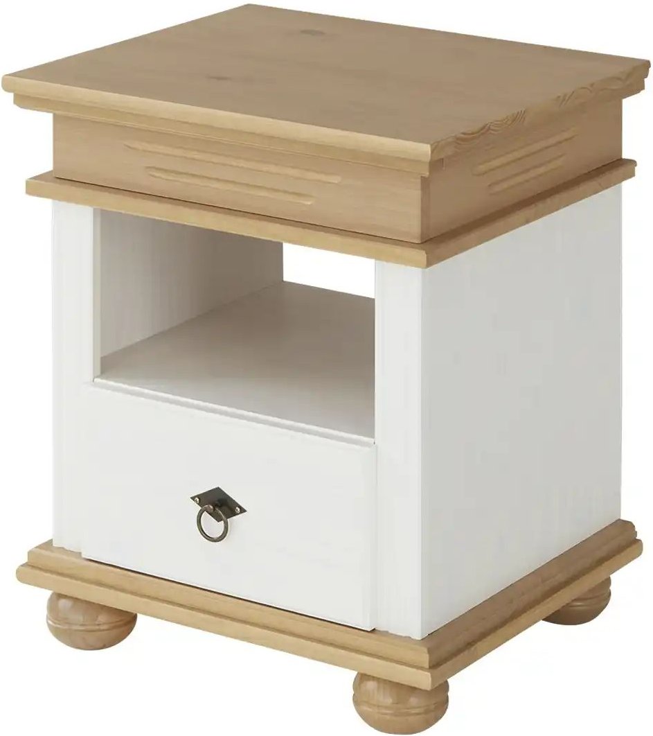 Nachtkommode Massivholz Fehmarn ¦ weiß ¦ Maße (cm): B: 52 H: 59 T: 43.0 Tische > Nachttische - Höffner