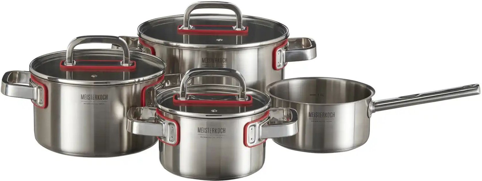 Meisterkoch Topfset JOCUS ¦ Edelstahl,Silikon ¦ Maße (cm): B: 30 H: 20 Töpfe & Pfannen & Zubehör > Topf und Pfannen-Set...