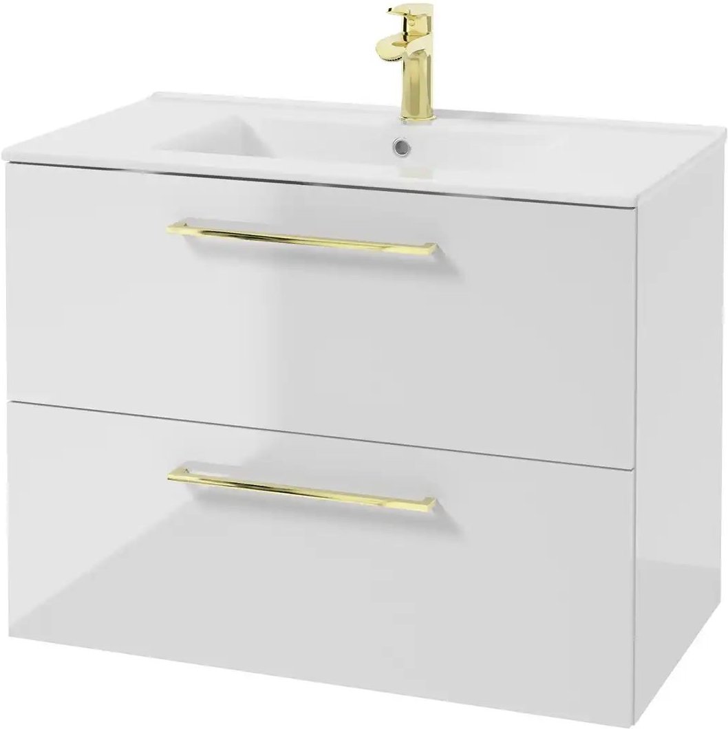 Badkombination Melchower See ¦ weiß ¦ Maße (cm): B: 80 H: 61,5 T: 45.0 Schränke > Badschränke > Komplett-Badkombination...