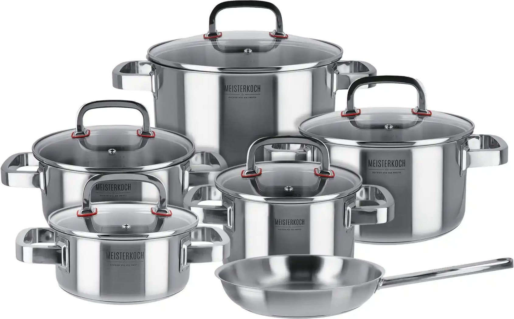 Meisterkoch Topfset FOCUS 6-teilig FOCUS ¦ silber ¦ Edelstahl,Silikon Töpfe & Pfannen & Zubehör > Topf und Pfannen-Sets ...