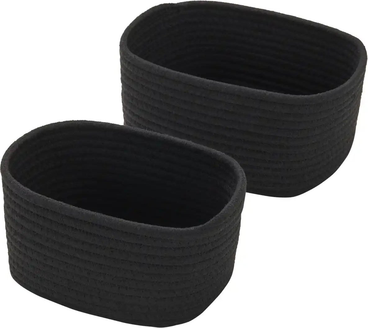 HOME STORY Aufbewahrungskorb 2er Set ¦ schwarz ¦ Polyester,Baumwolle ¦ Maße (cm): B: 23 H: 18 T: 13.0 Aufbewahrung > ...