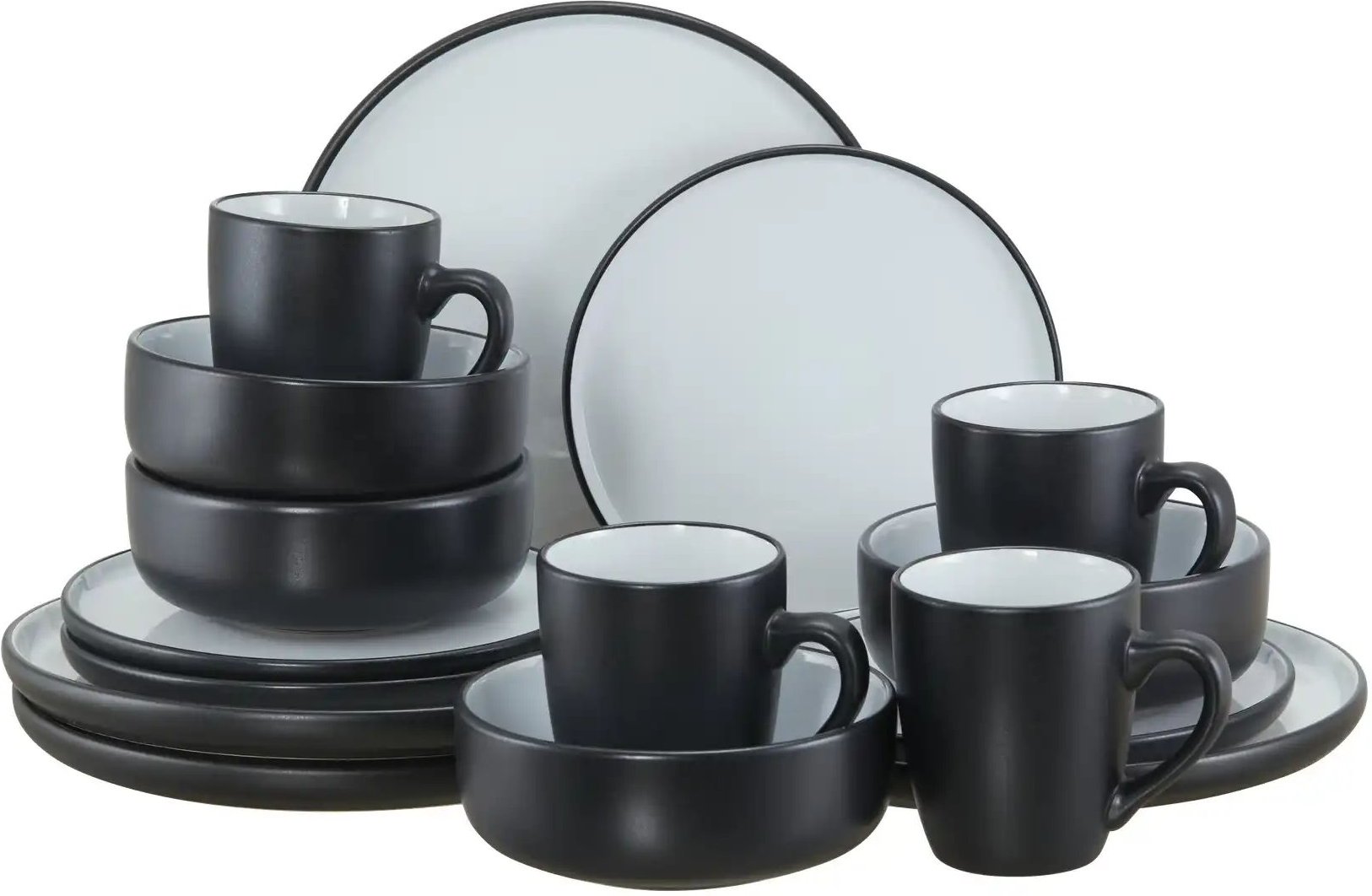 Peill+Putzler Kombiservice 16-teilig Sardara ¦ schwarz ¦ Steinzeug/Steingut Geschirr > Geschirrsets > Kombiservice - H...