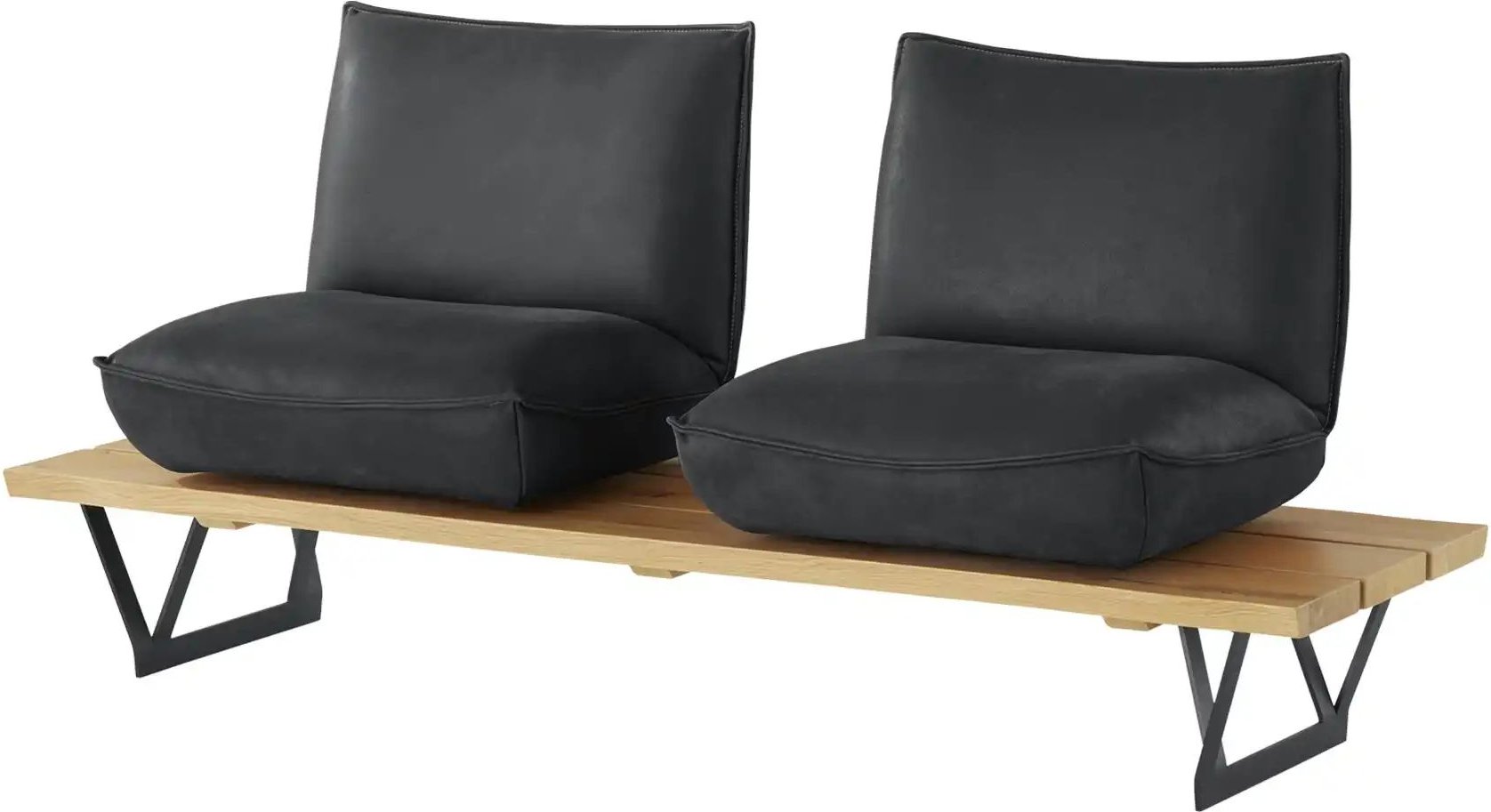 KOINOR Kufenbank Leder Schwof ¦ grau ¦ Maße (cm): B: 190 H: 88 T: 70.0 Bänke > Einzelbänke - Höffner