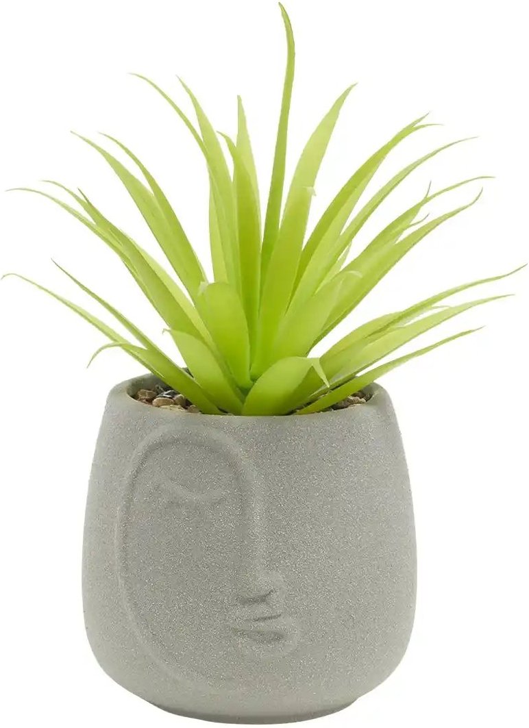 Sukkulente im Keramiktopf ¦ grau ¦ Dolomite,Kunststoff,Stein ¦ Maße (cm): H: 14 Ø: 8.8 Accessoires > Kunstblumen - Hö...