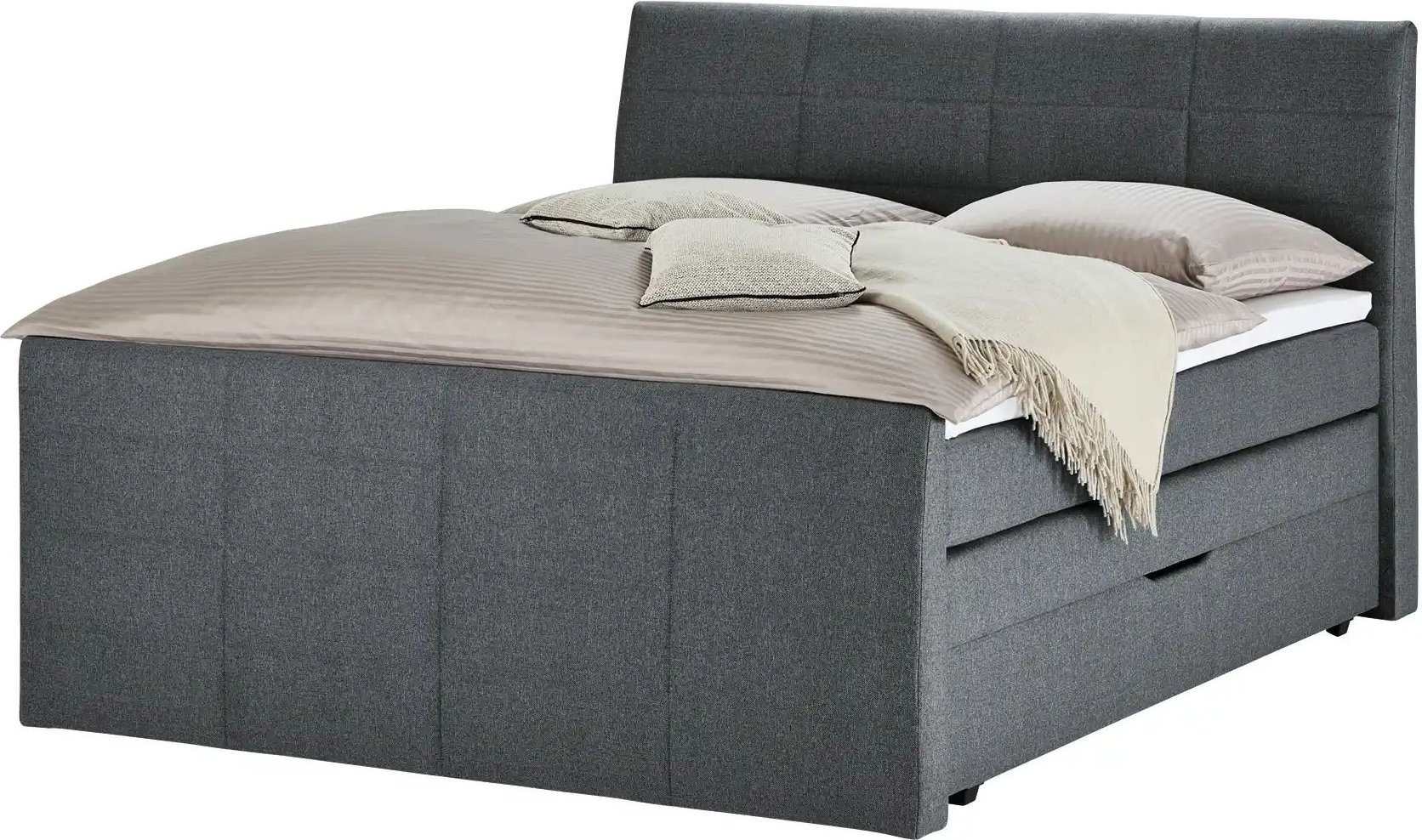 Boxspringbett mit Bettkasten und Topper Baron ¦ grau ¦ Maße (cm): B: 188 H: 124 Betten > Boxspringbetten - Höffner