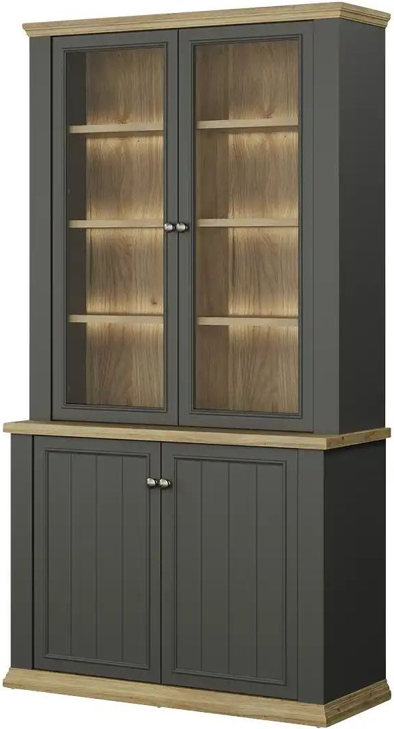 Vitrine Countryside ¦ grau ¦ Maße (cm): B: 109,1 H: 202,1 T: 43.3 Schränke > Vitrinen - Höffner