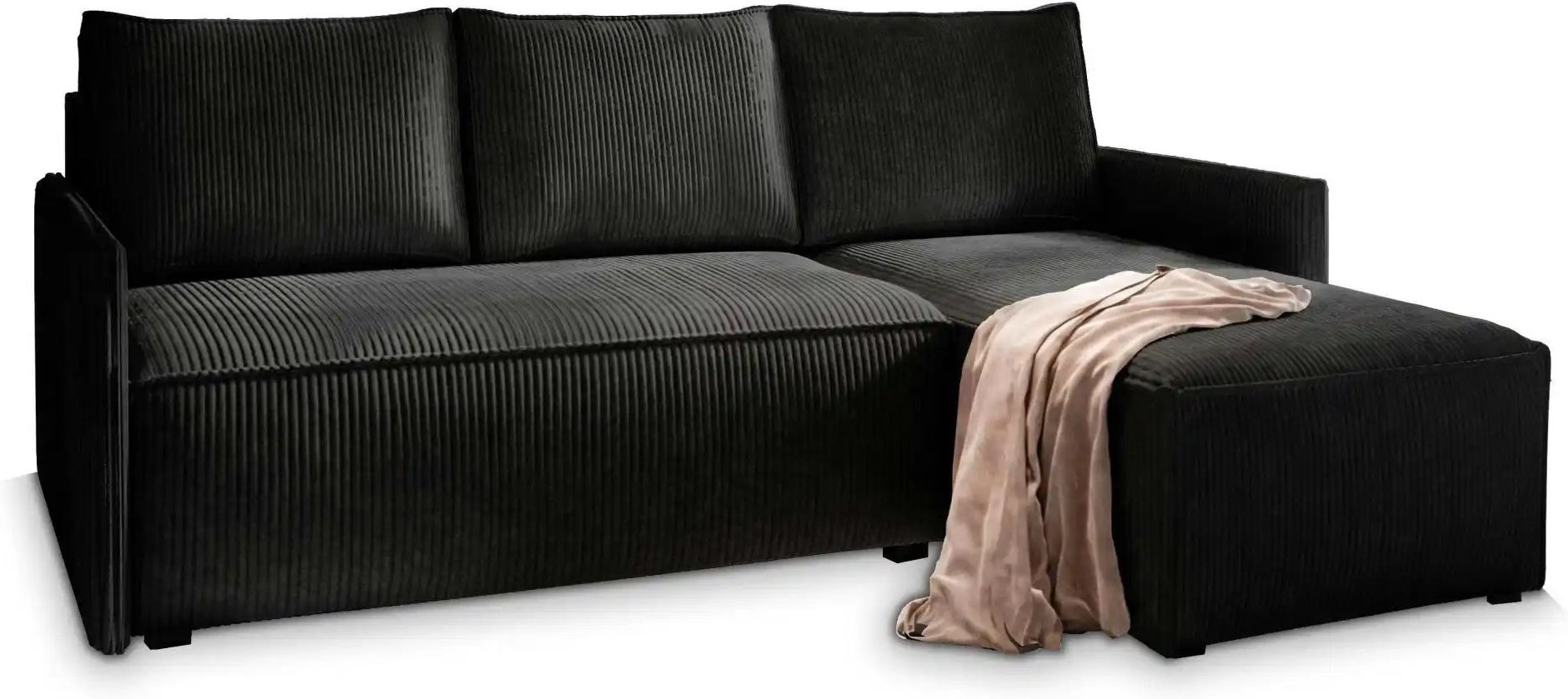 Thumbnail - MASSENO Ecksofa mit Schlaffunktion Perusi ¦ schwarz ¦ Maße (cm): B: 206 H: 85 Polstermöbel > Sofas > 3-Sitzer - Höffner