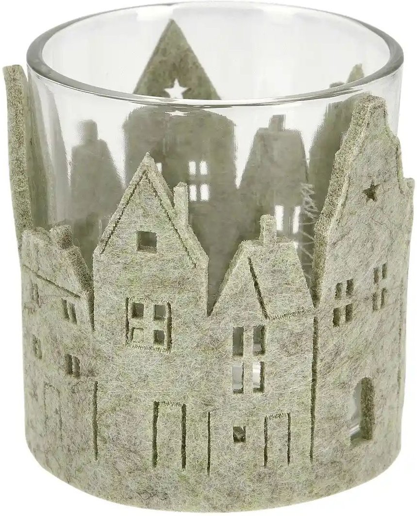Windlicht Häuser   ¦ grün ¦ Glas,Filz ¦ Maße (cm): H: 8  Ø: 7 Weihnachten - Höffner