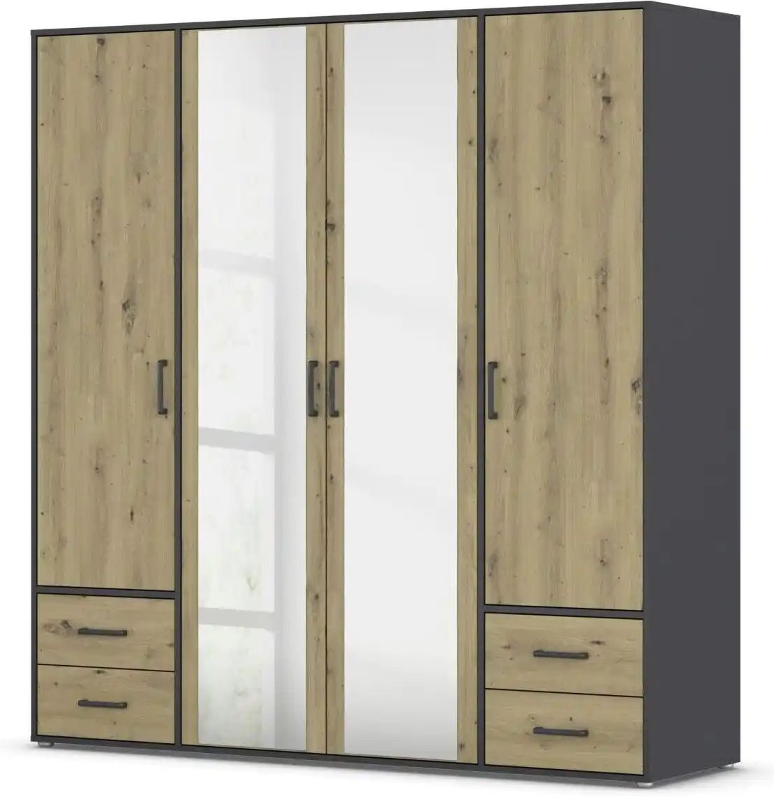 Drehtürenschrank Yarm ¦ grau ¦ Maße (cm): B: 187 H: 194 Schränke > Kleiderschränke > Drehtürenschränke - Höffner