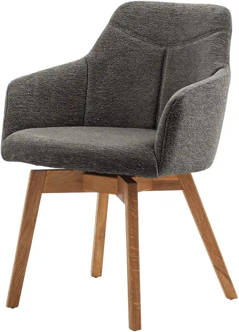 Woodford Armlehnstuhl mit Bouclé Bezug Merano ¦ grau ¦ Maße (cm): B: 58 H: 83 T: 57.0 Stühle > Esszimmerstühle > Esszimm...