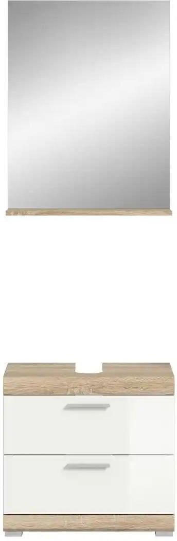 Badmöbel-Set SCHLOONSEE 2 teilig bestehend aus: Waschbeckenunterschrank Spiegel in verschiedenen Farben erhältlich ...