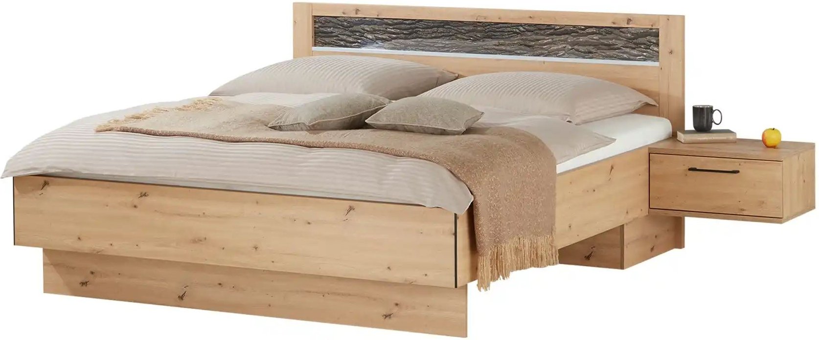 Bettanlage Birmingham ¦ holzfarben ¦ Maße (cm): B: 186 H: 97 T: 207.0 Betten > Doppelbetten > Doppelbetten 180x200 - Hö...