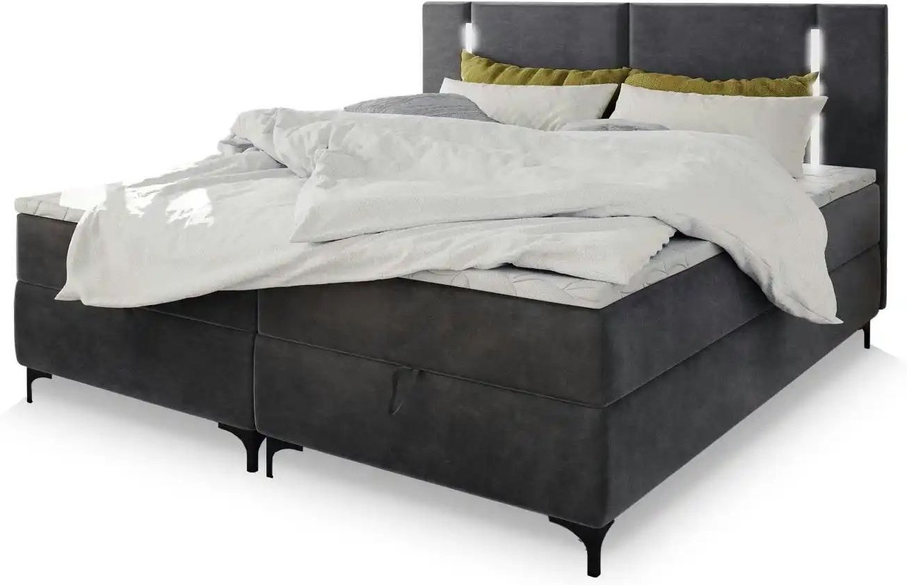 Thumbnail - MASSENO Boxbett mit Bettkasten Alba ¦ grau ¦ Maße (cm): B: 140 H: 108 Betten > Polsterbetten - Höffner