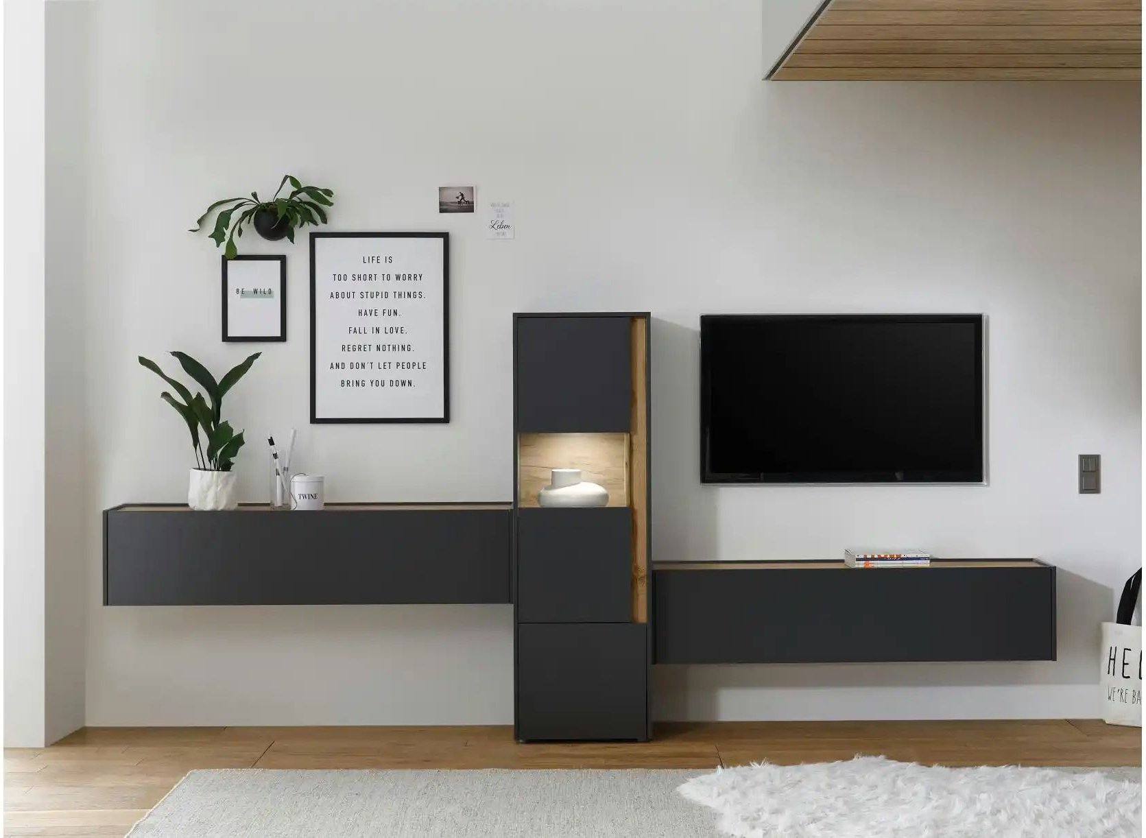 Wohnwand Cande ¦ grau ¦ Maße (cm): B: 350 H: 155 T: 40.0 Kommoden & Sideboards > Wohnwände - Höffner