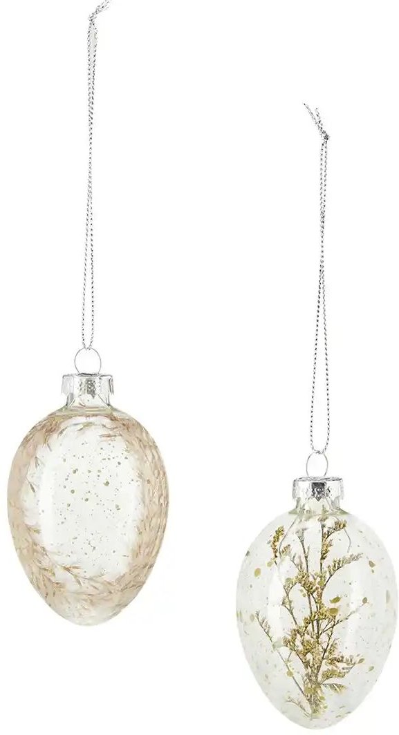 HOME STORY Osterei Anhänger mit Trockenblumen  2er Set   ¦ transparent/klar ¦ Glas,Aluminium,Naturprodukte ¦ Maße (cm): ...