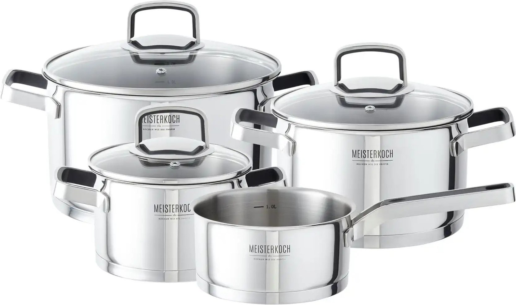 Meisterkoch Topfset 4-teilig RADIUS ¦ silber ¦ Edelstahl Töpfe & Pfannen & Zubehör > Topf und Pfannen-Sets - Höffner