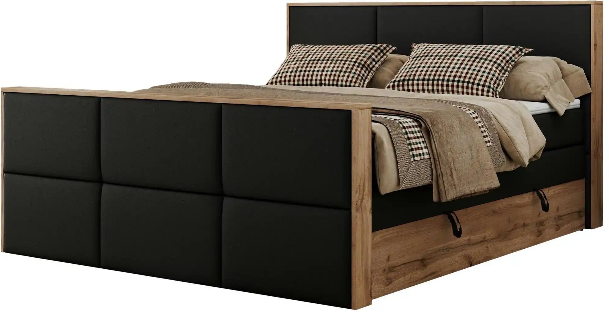 Thumbnail - Boxspringbett mit Bettkasten Albero 2 King Duo ¦ schwarz ¦ Maße (cm): B: 128 H: 113 Betten > Boxspringbetten - Höffner