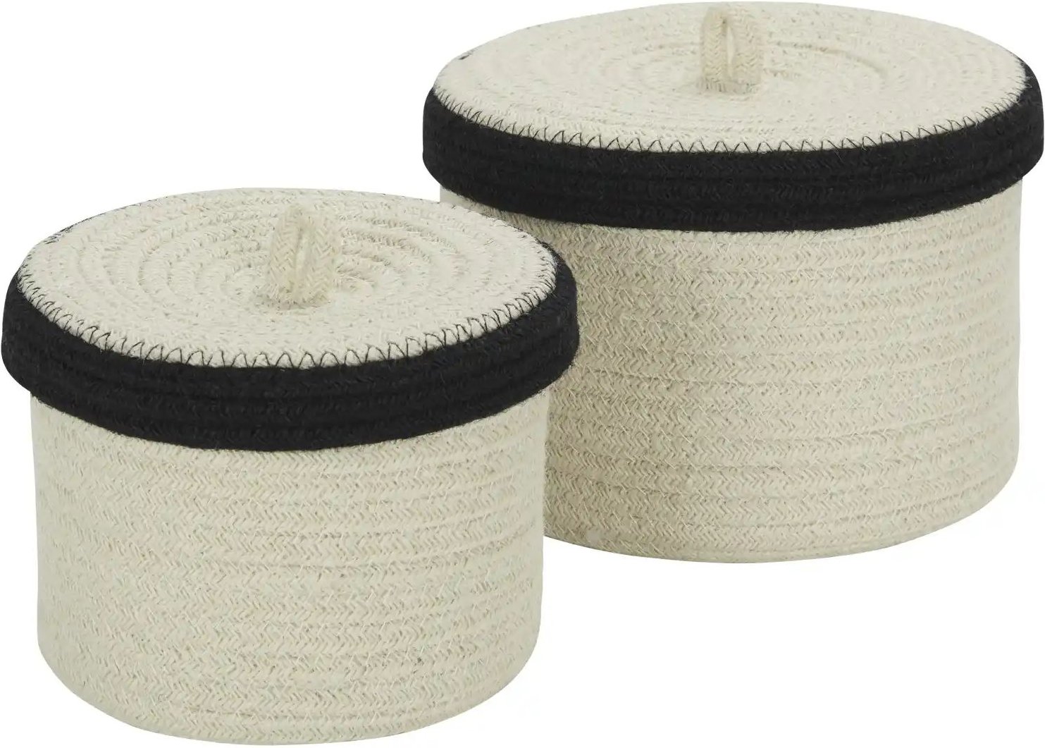 HOME STORY Aufbewahrungskorb 2er Set ¦ creme ¦ Stoff,Polyester ¦ Maße (cm): H: 16 Ø: 22 Aufbewahrung > Körbe - Höffn...