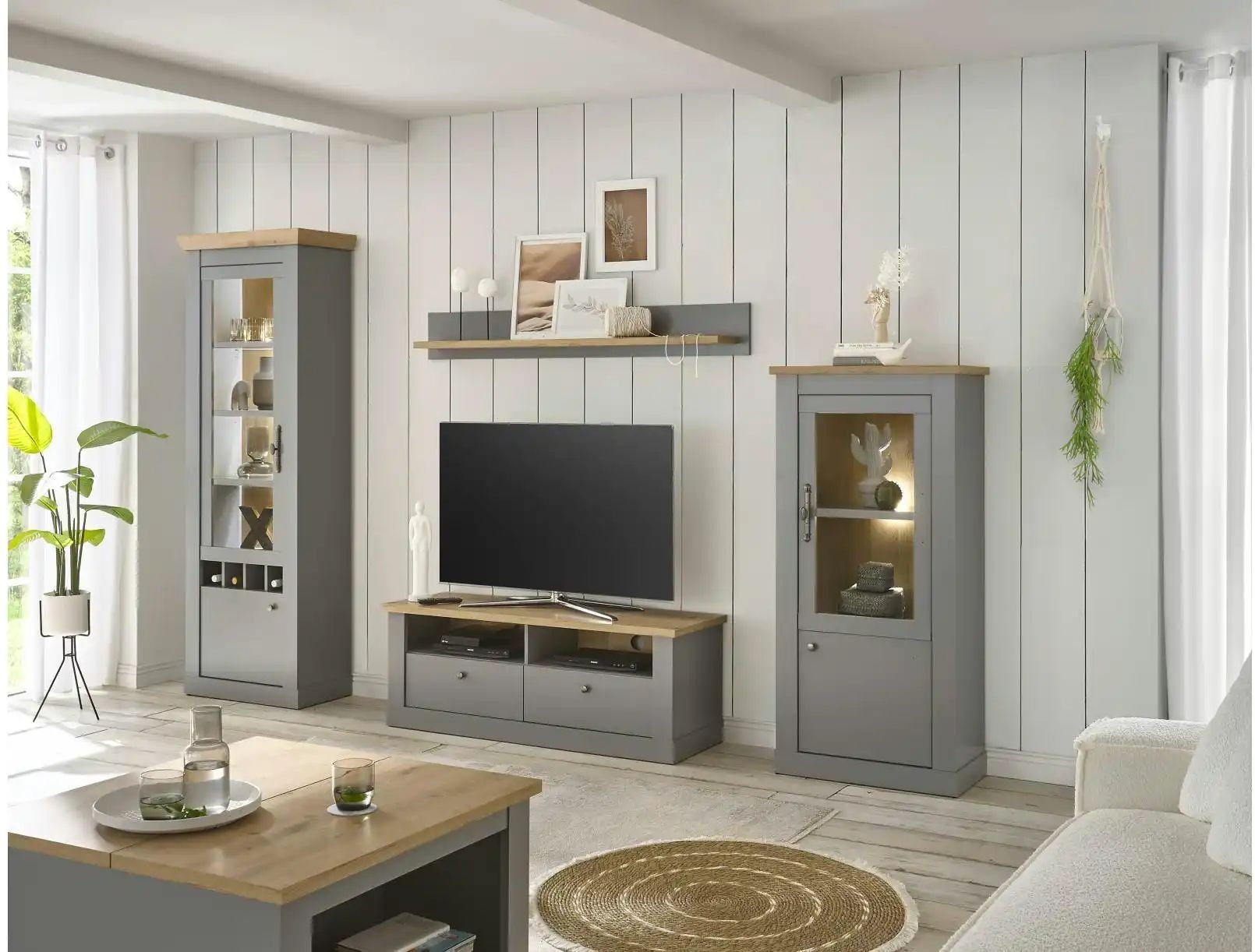 Wohnwand Claira ¦ grau ¦ Maße (cm): B: 296 H: 201 T: 44.0 Kommoden & Sideboards > Wohnwände - Höffner