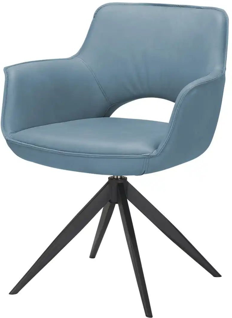 Armlehnstuhl mit Lederbezug Chester ¦ blau ¦ Maße (cm): B: 69 H: 83 T: 59.0 Stühle > Esszimmerstühle > Esszimmerstühle m...