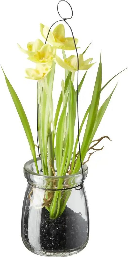 Narzisse in Glasvase ¦ gelb ¦ Kunststoff,Glas,Metall ¦ Maße (cm): H: 22 Ø: 6 Accessoires > Kunstblumen - Höffner